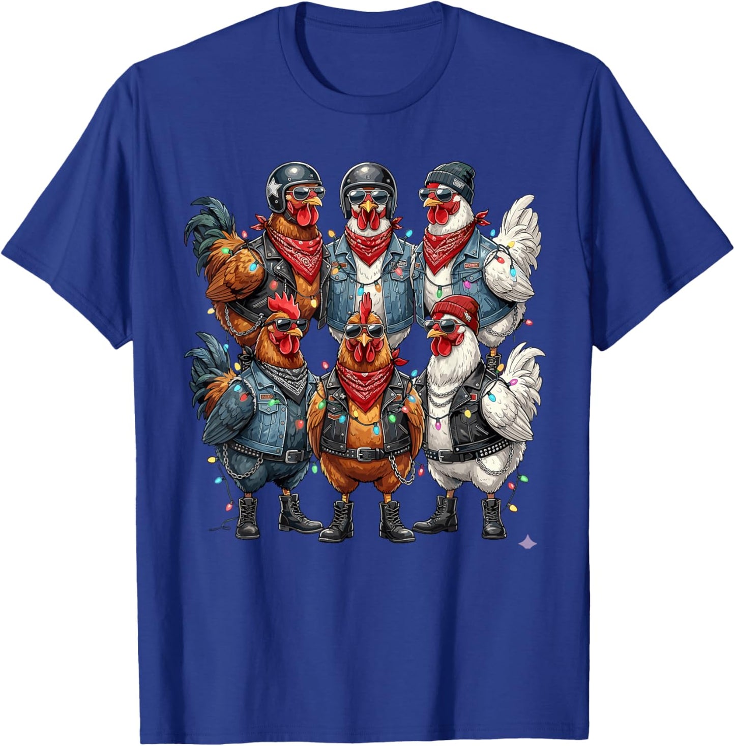 Biker Chickens Sons of Roosters Christmas Motorcyle Birds T-Shirt - T-Shirt | Royal