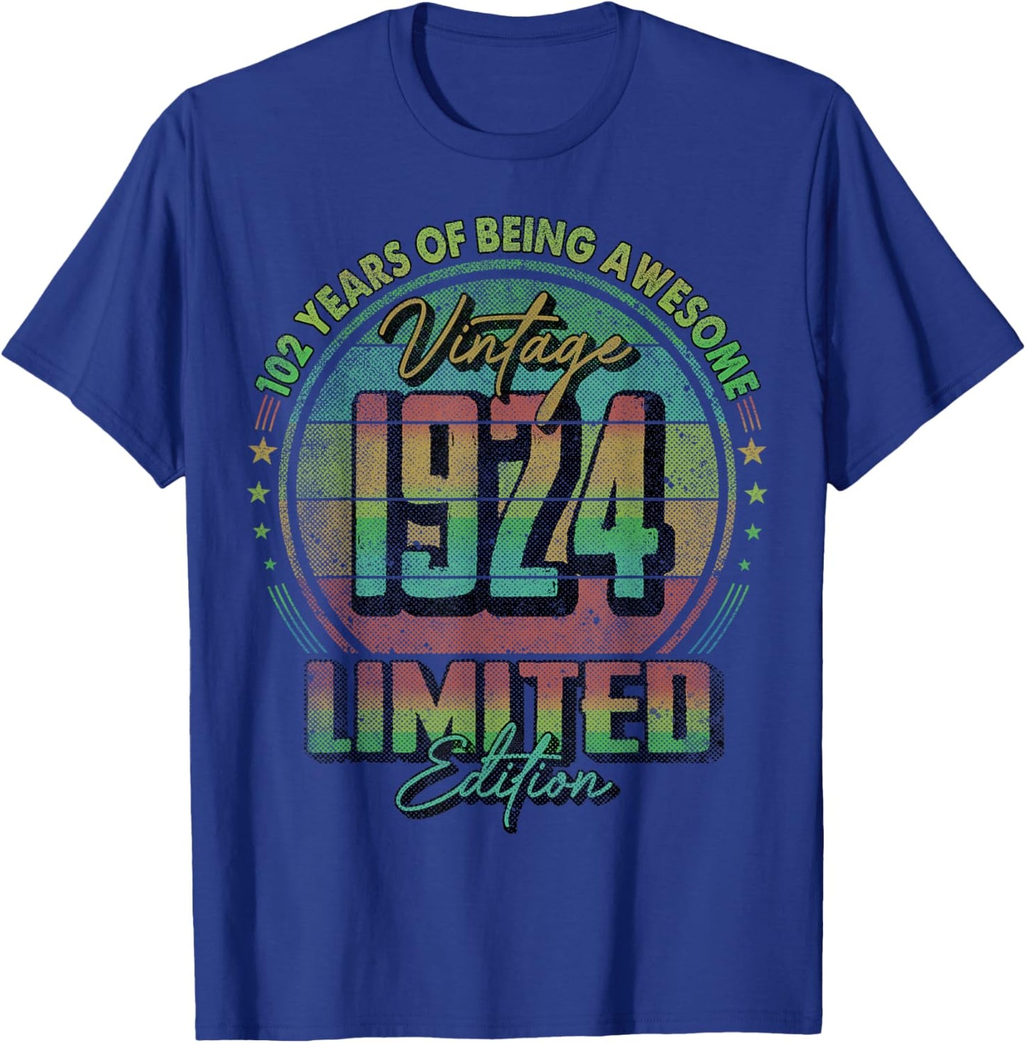 Vintage 1924 Limited Edition 102 Year Old 102nd Birthday T-Shirt - T-Shirt | Royal