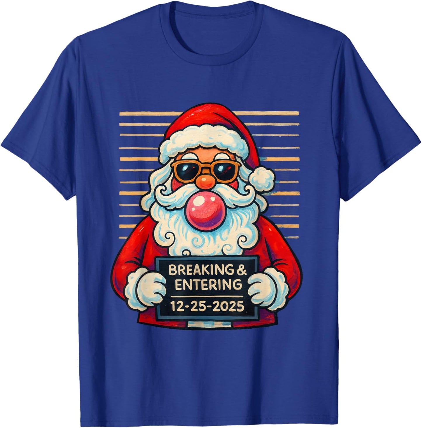 Funny Santa Breaking and Entering Christmas T-Shirt - T-Shirt | Royal