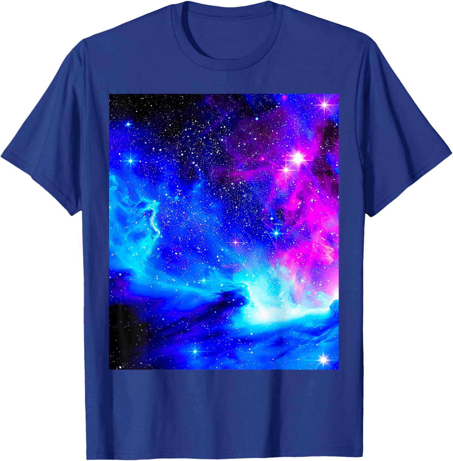 Galaxy Nebula Space Universe Stars Purple Blue Pattern Print T-Shirt - T-Shirt | Royal