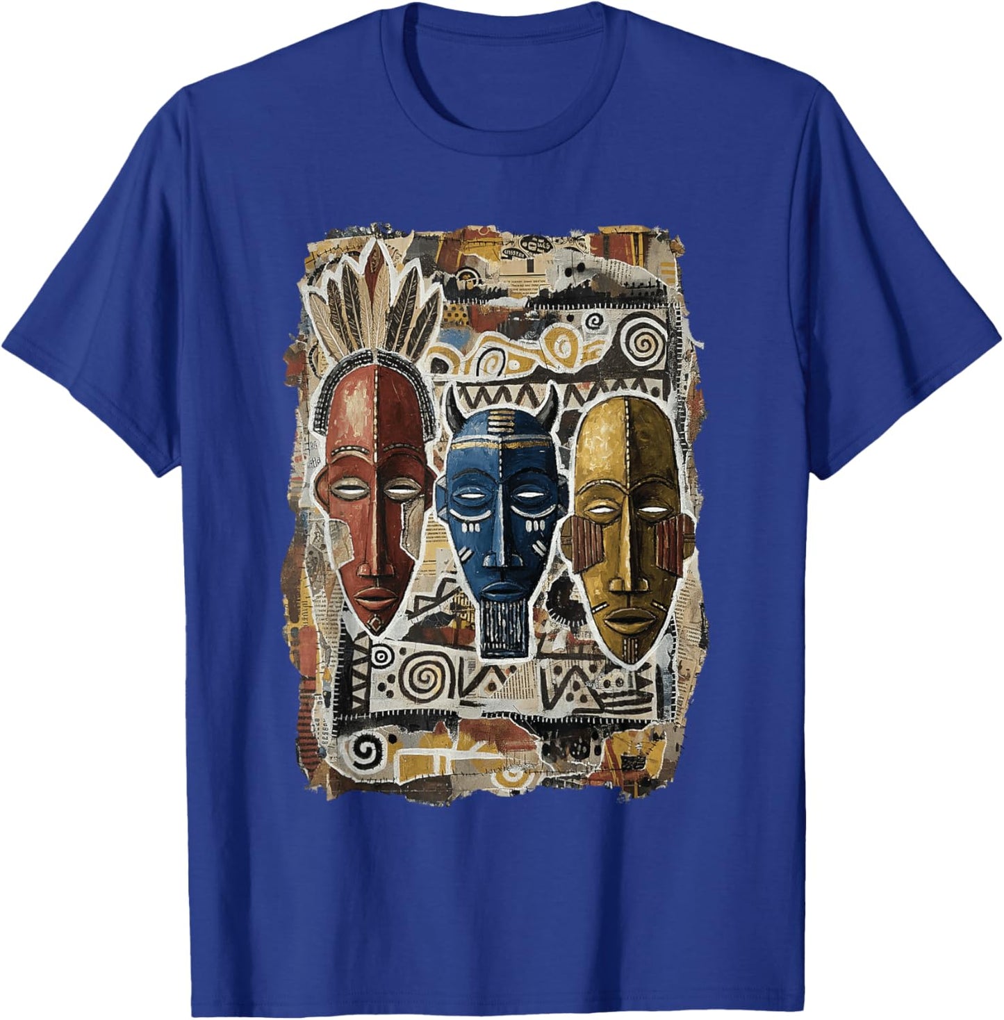 Cool African American Tribal mask Art Black History Month T-Shirt - T-Shirt | Royal