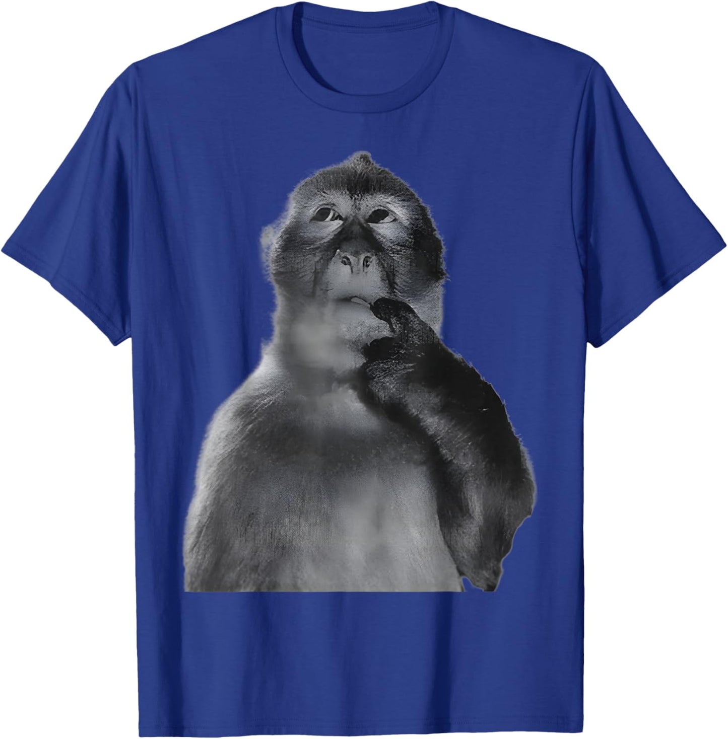 Women Men Kids Funny Monkeys Humor Thinking Monkey Meme T-Shirt - T-Shirt | Royal
