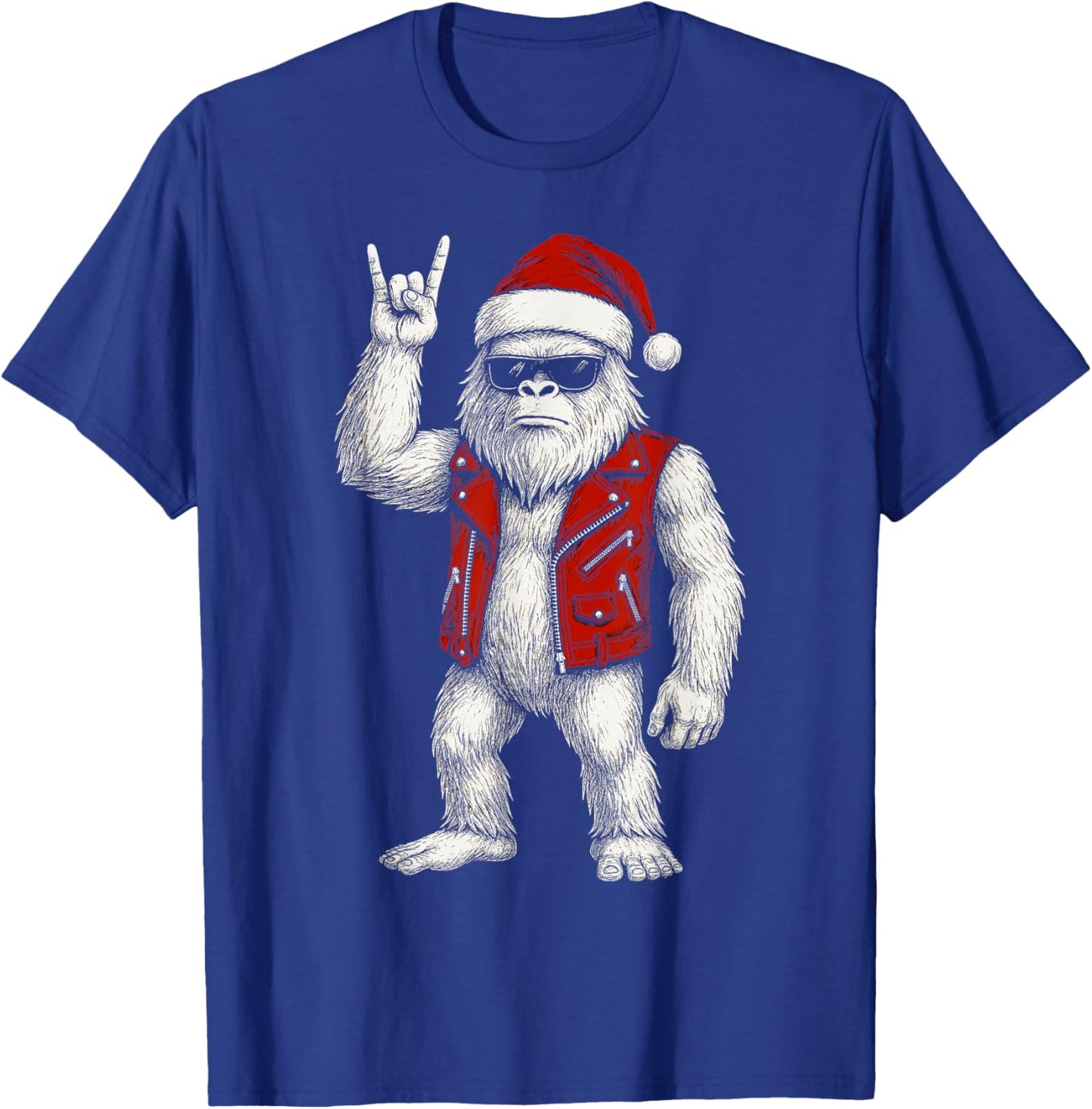 Bigfoot Christmas Rock Men Women Kids Funny Santa Sasquatch T-Shirt - T-Shirt | Royal
