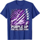 Purple Up Military Kids April Awareness USA Flag T-Shirt - T-Shirt | Royal