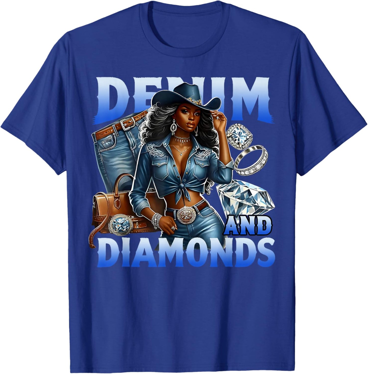 Denim and Diamonds Country Western Bachelorette Girl's Party T-Shirt - T-Shirt | Royal