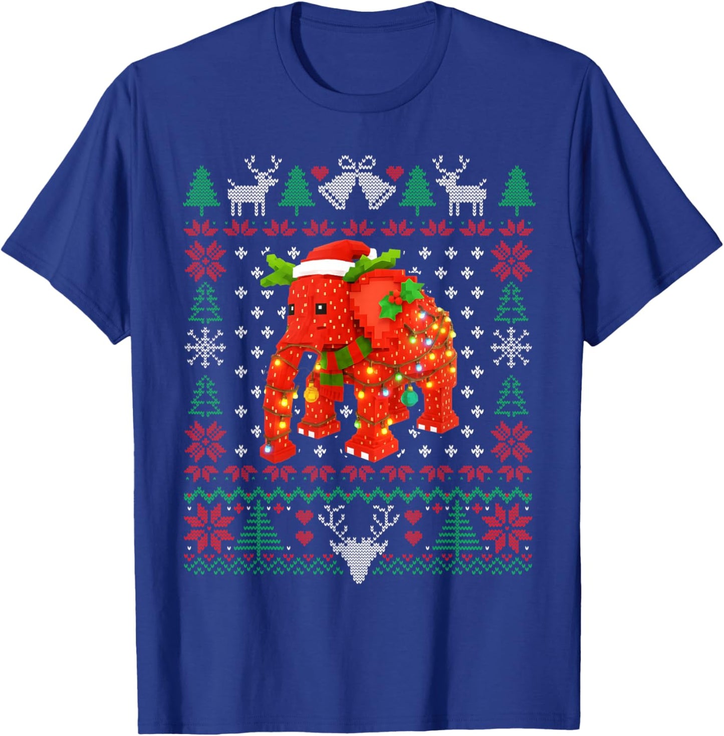 Funny Strawberry Elephant Brainrot Christmas Ugly Sweater T-Shirt - T-Shirt | Royal