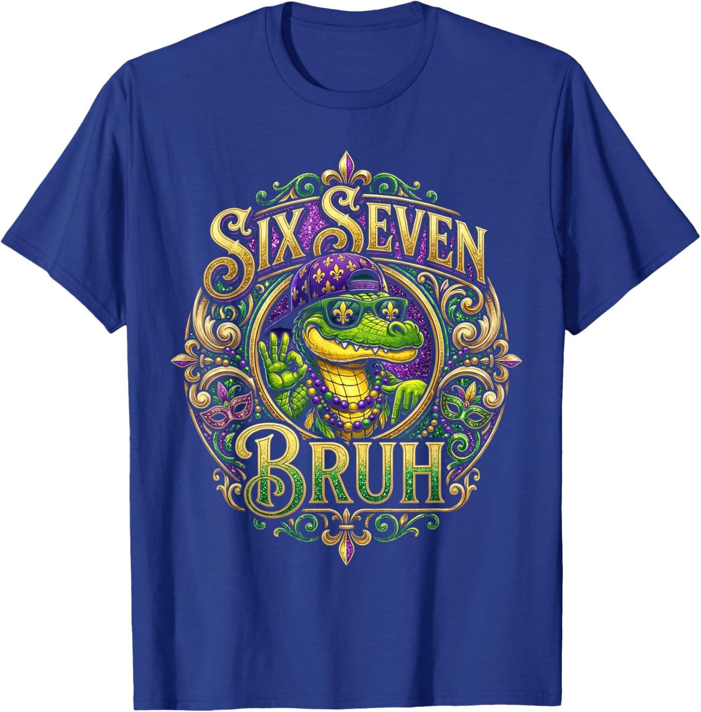 Mardi Gras Six Seven Bruh Mardigator Alligator 67 Meme Boys T-Shirt - T-Shirt | Royal