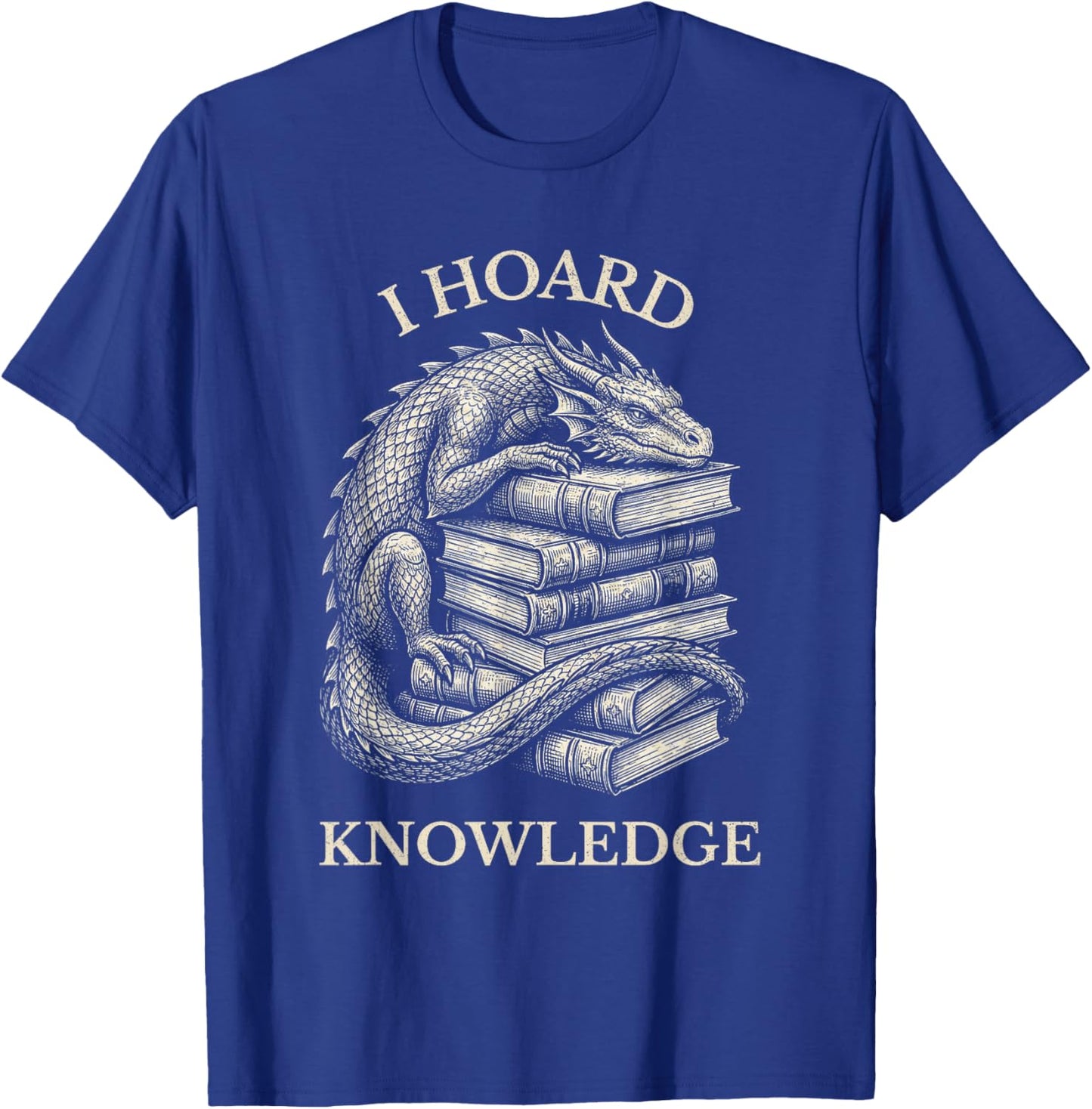 Vintage Dragons & Books Dark Academia Funny Librarian Gift T-Shirt - T-Shirt | Royal