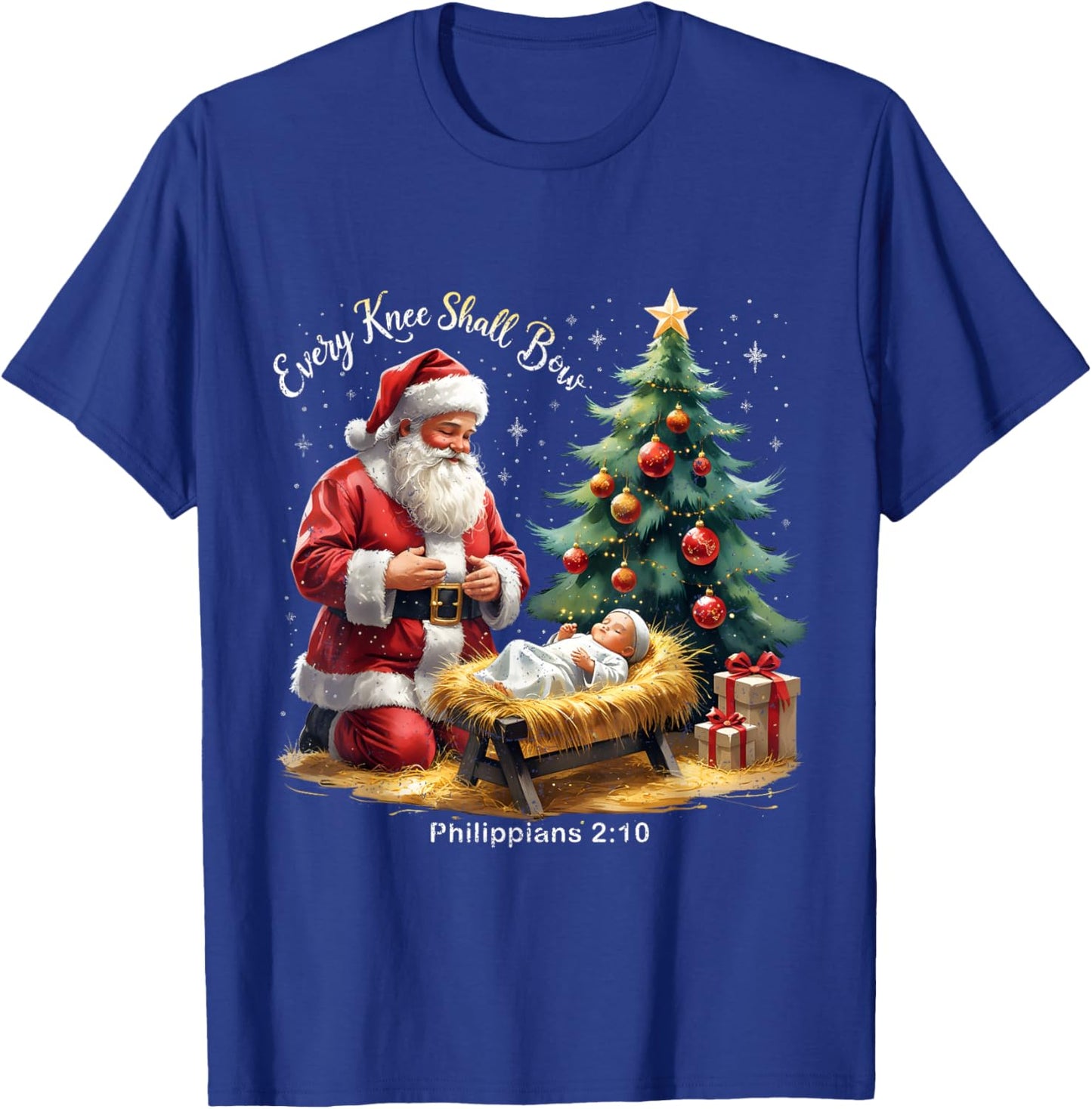 Every Knee Shall Bow Philippians 2:10 Christmas T-Shirt - T-Shirt | Royal