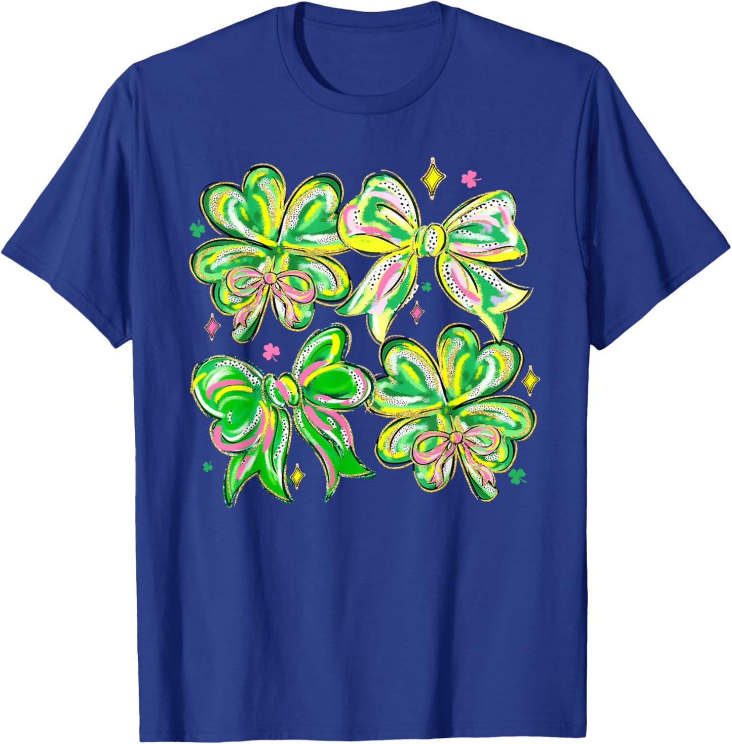 Coquette Bow St.Patrick's Day Lucky Shamrock Ireland Irish T-Shirt - T-Shirt | Royal