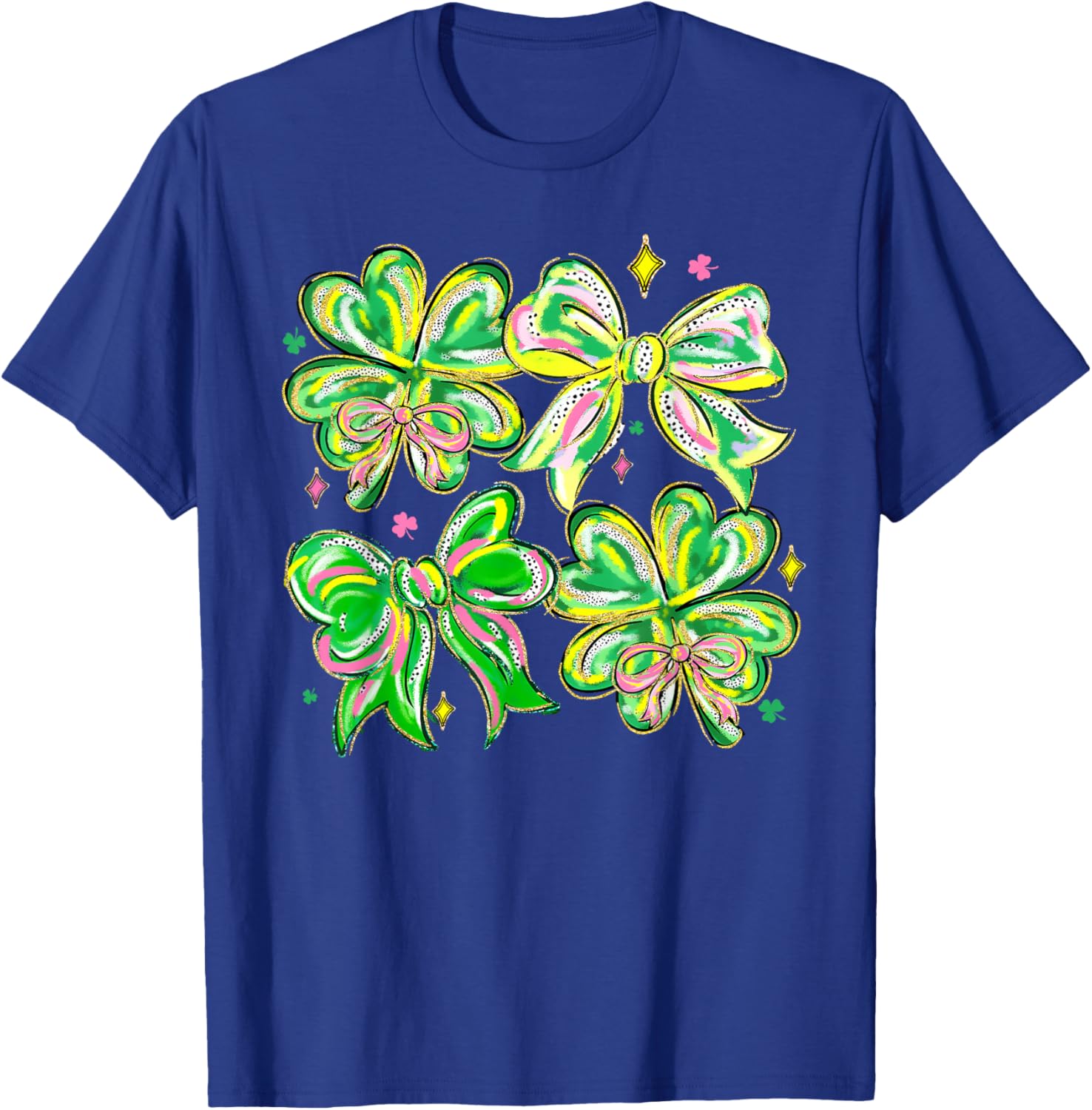 Coquette Bow St.Patrick's Day Lucky Shamrock Ireland Irish T-Shirt - T-Shirt | Royal