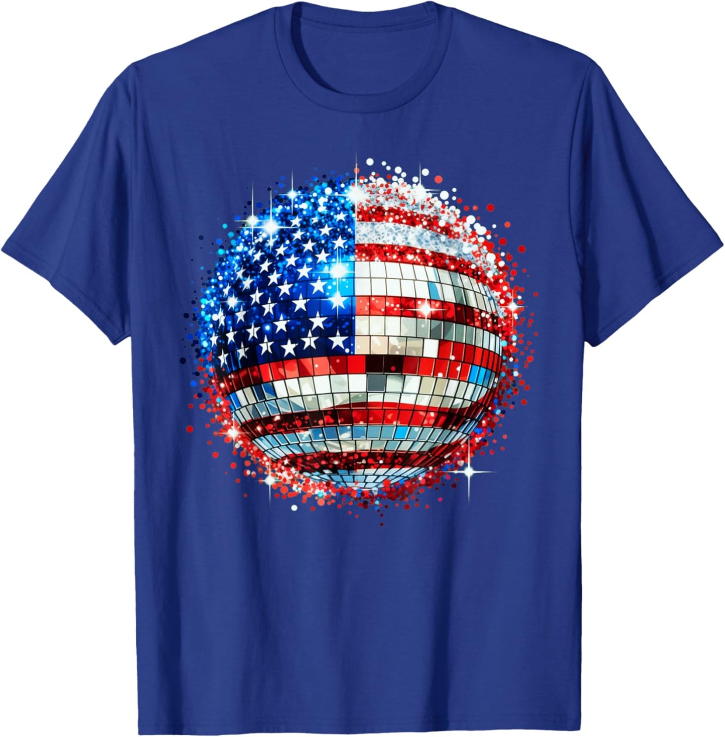 American Flag Disco Ball Patriotic Celebration T-Shirt - T-Shirt | Royal