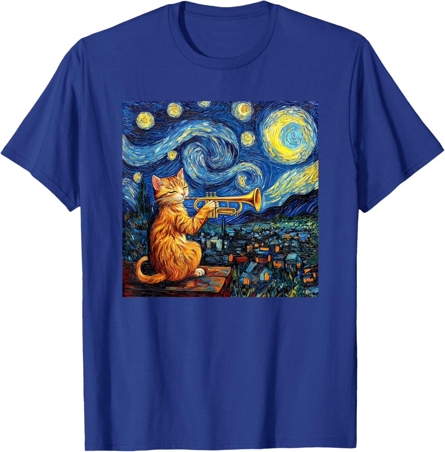 Funny Trumpet Player Cat Shirt Men Kids T-Shirt - T-Shirt | Royal