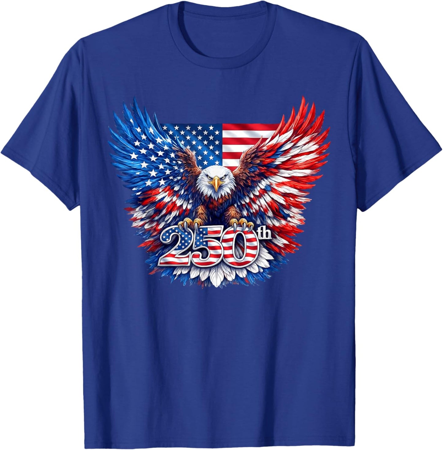 250 Years American 250th Anniversary US USA Flag 4th of July T-Shirt - T-Shirt | Royal