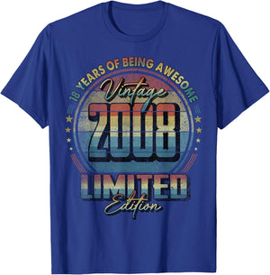Vintage 2008 Limited Edition Shirt 18 Year Old 18th Birthday T-Shirt - T-Shirt | Royal