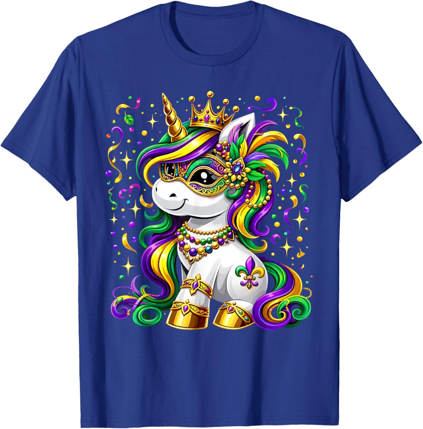 Cute Unicorn Mardi Gras Mask Carnival for Girls Kids Women T-Shirt - T-Shirt | Royal