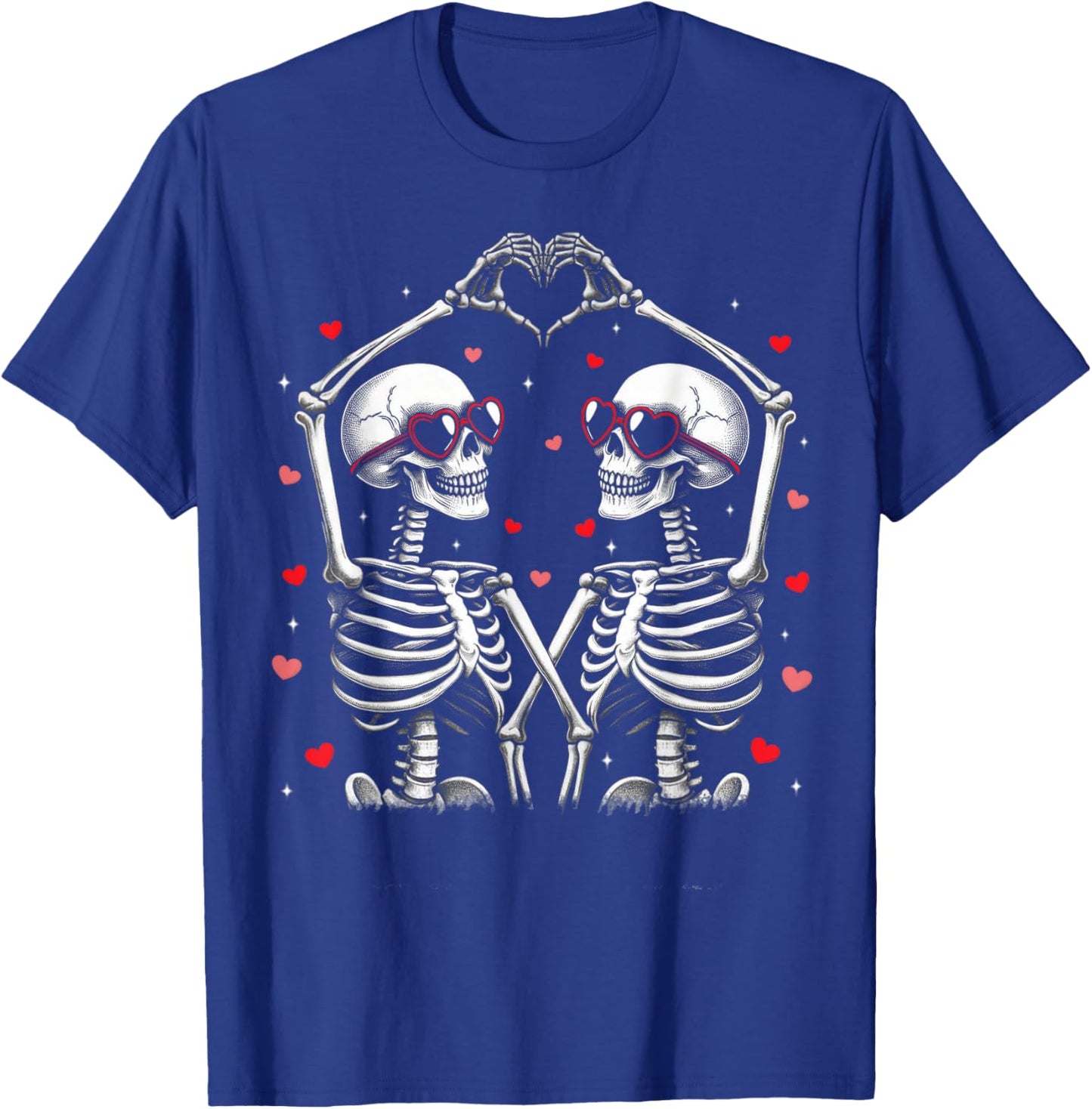 Valentines Day Skeleton Hand Heart Funny Matching Couples T-Shirt - T-Shirt | Royal