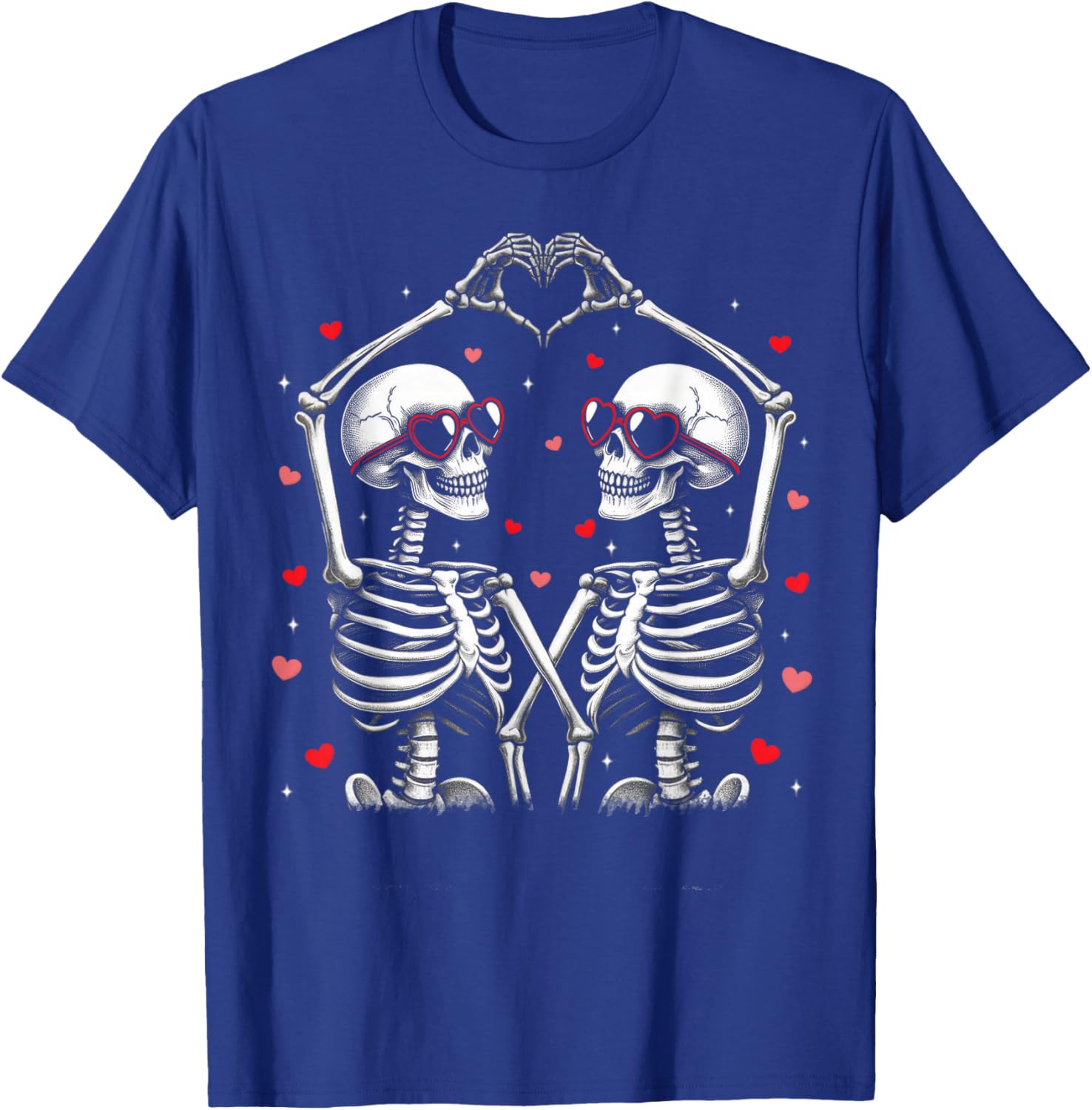 Valentines Day Skeleton Hand Heart Funny Matching Couples T-Shirt - T-Shirt | Royal