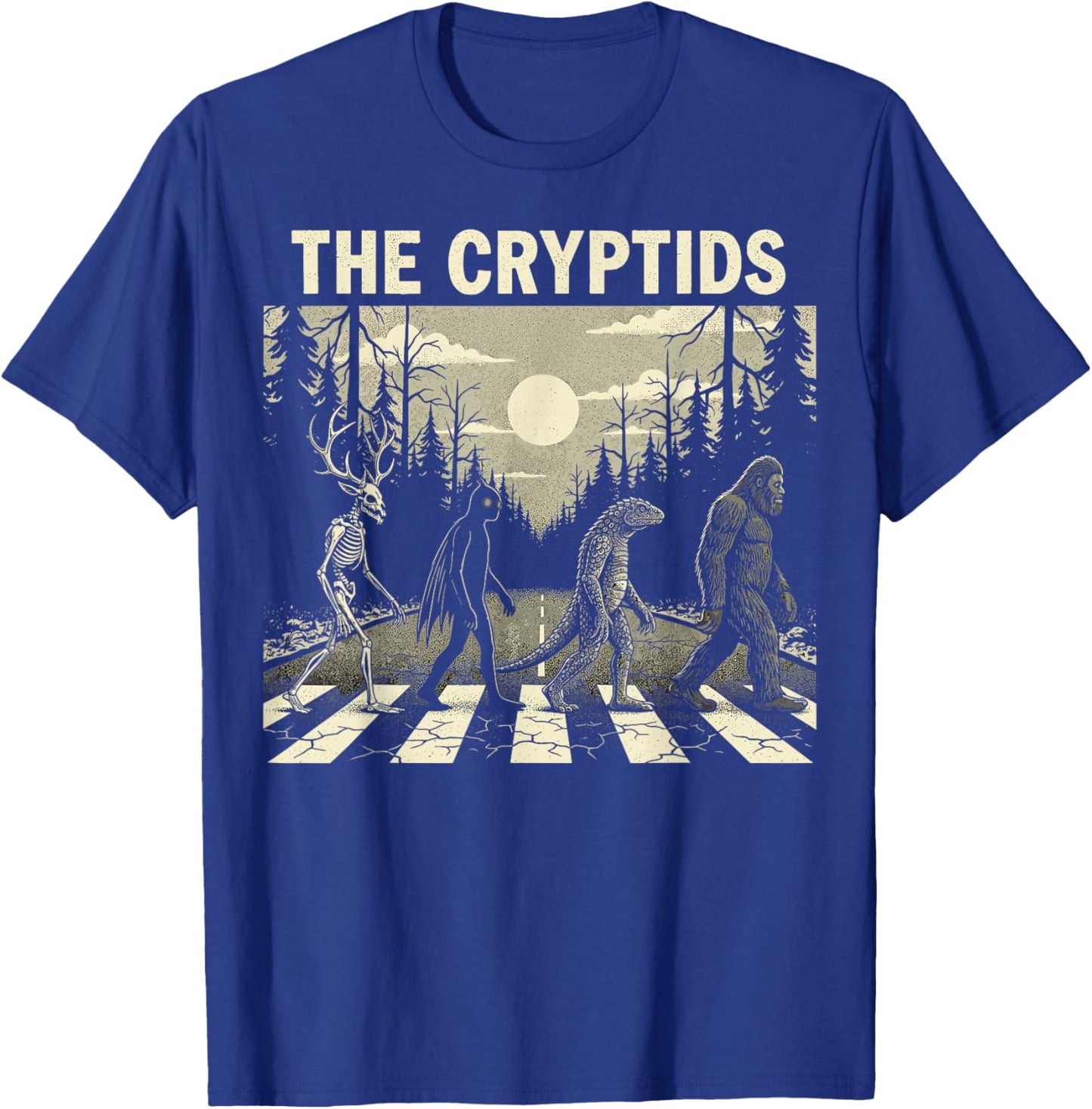 The Cryptids Funny Mythical Bigfoot Mothman Graphic T-Shirt - T-Shirt | Royal