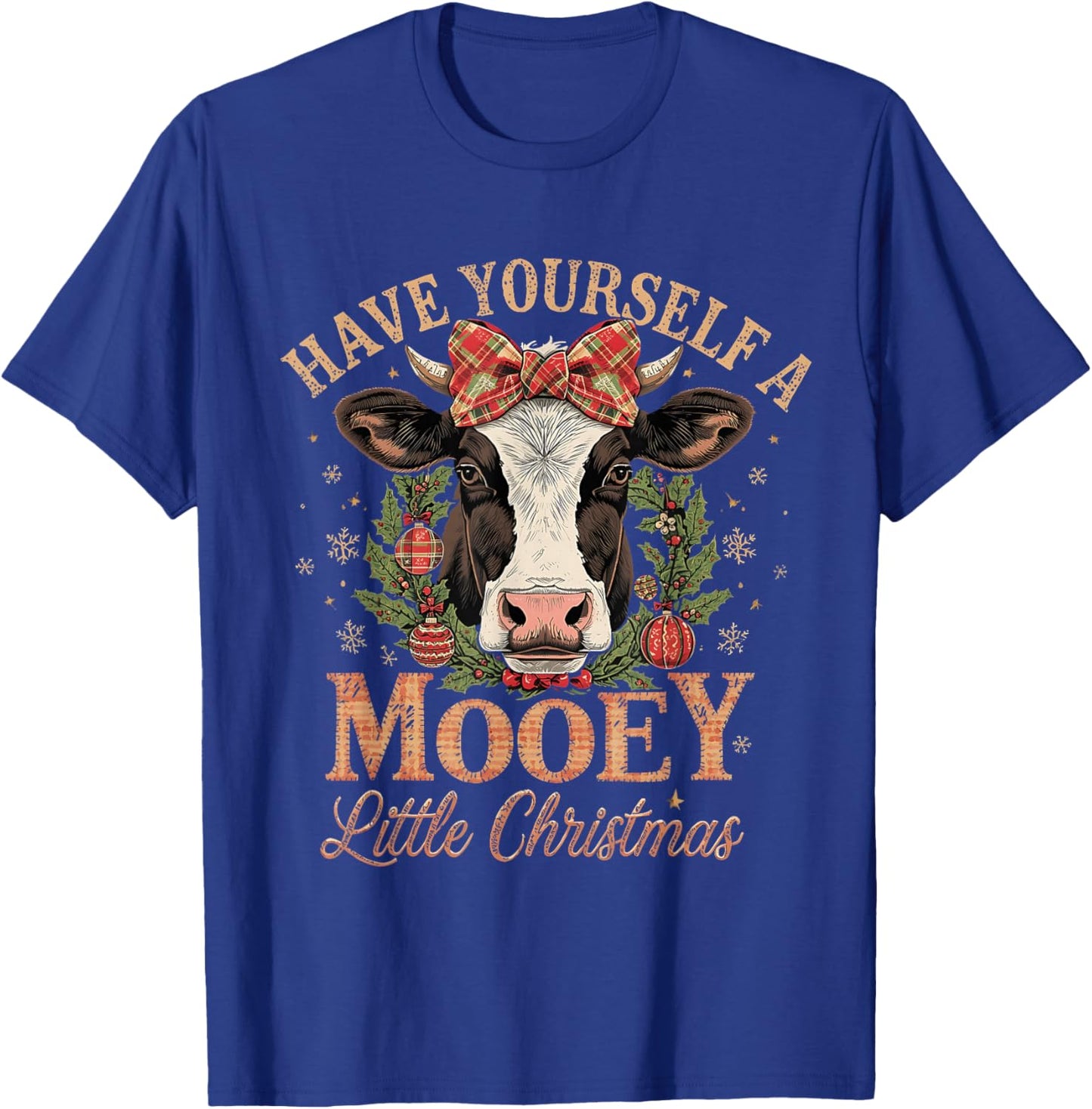 Mooey Little Christmas Cow Holiday Farm Design T-Shirt - T-Shirt | Royal