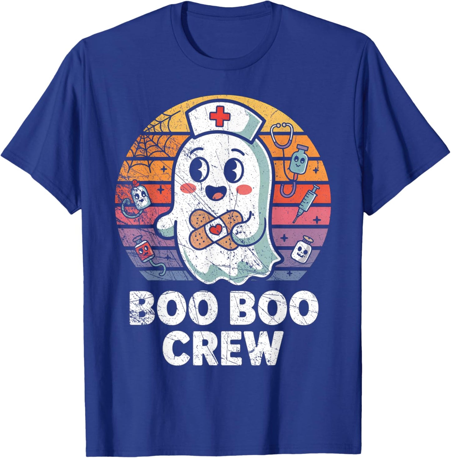 Vintage Retro Boo Boo Crew Nurse Halloween Nurses T-Shirt - T-Shirt | Royal