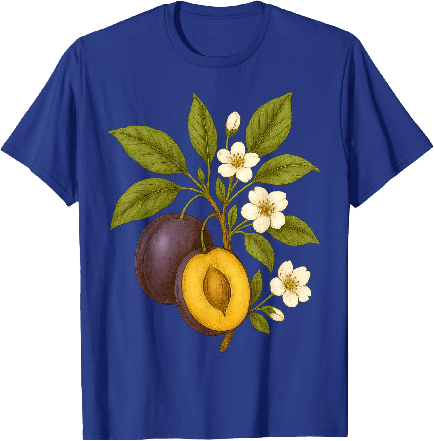 Plum Botanical Fruit Graphic Orchard Farm Nature Autumn T-Shirt - T-Shirt | Royal