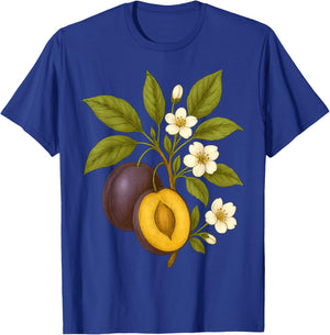 Plum Botanical Fruit Graphic Orchard Farm Nature Autumn T-Shirt - T-Shirt | Royal