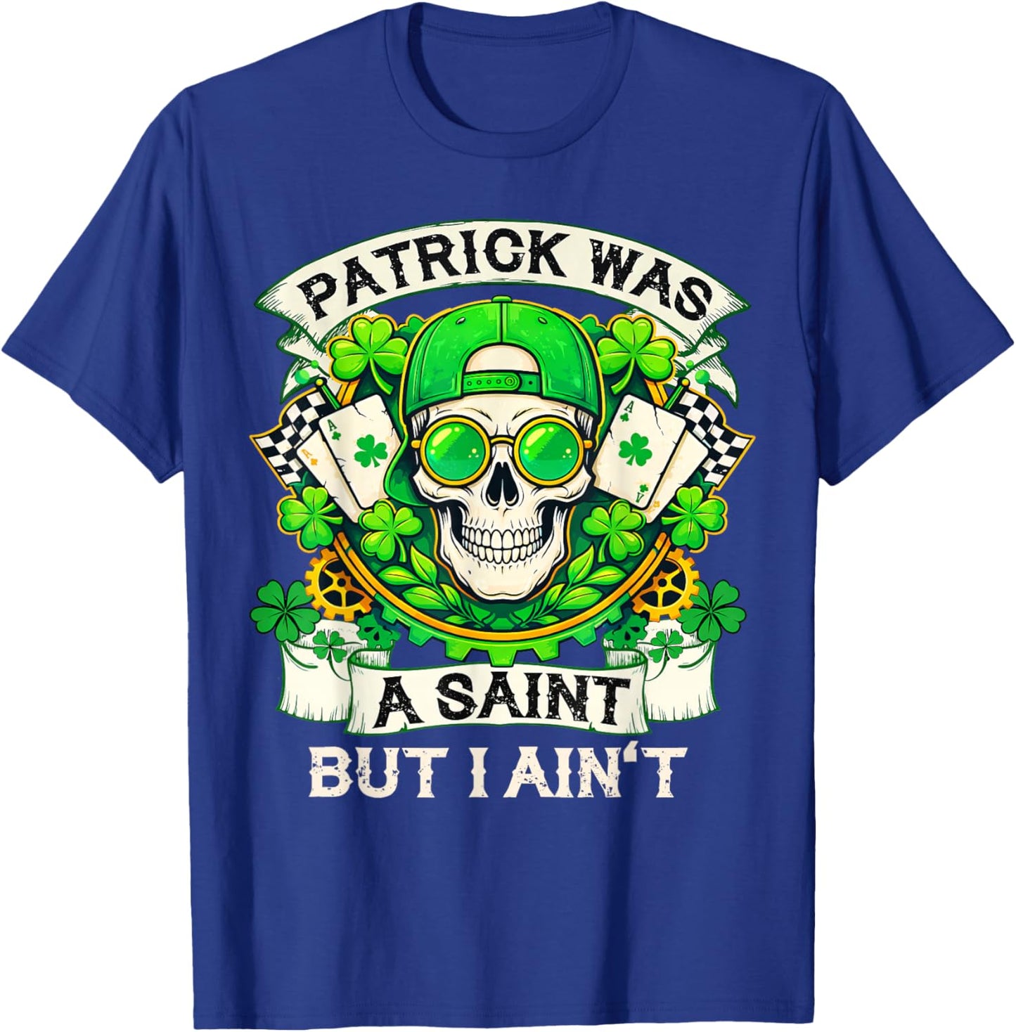Skull St Patrick Day of The Dead Lucky Shamrock Men Women T-Shirt - T-Shirt | Royal