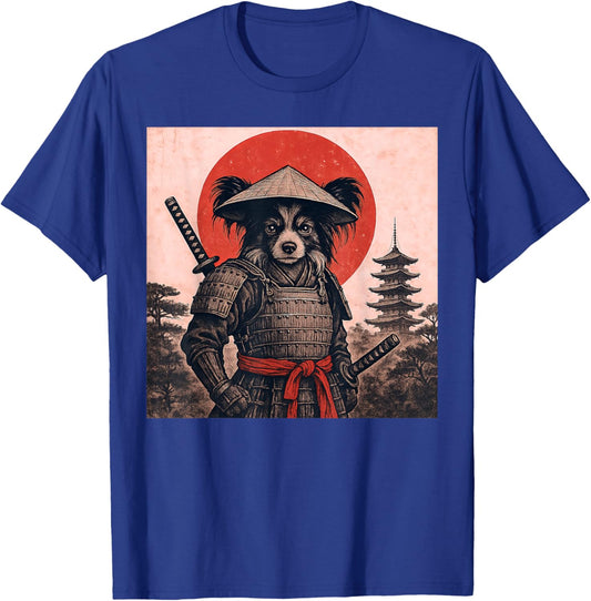 Papillon Dog Samurai Warrior Vintage Japanese Ukiyo-e Dog T-Shirt - T-Shirt | Royal