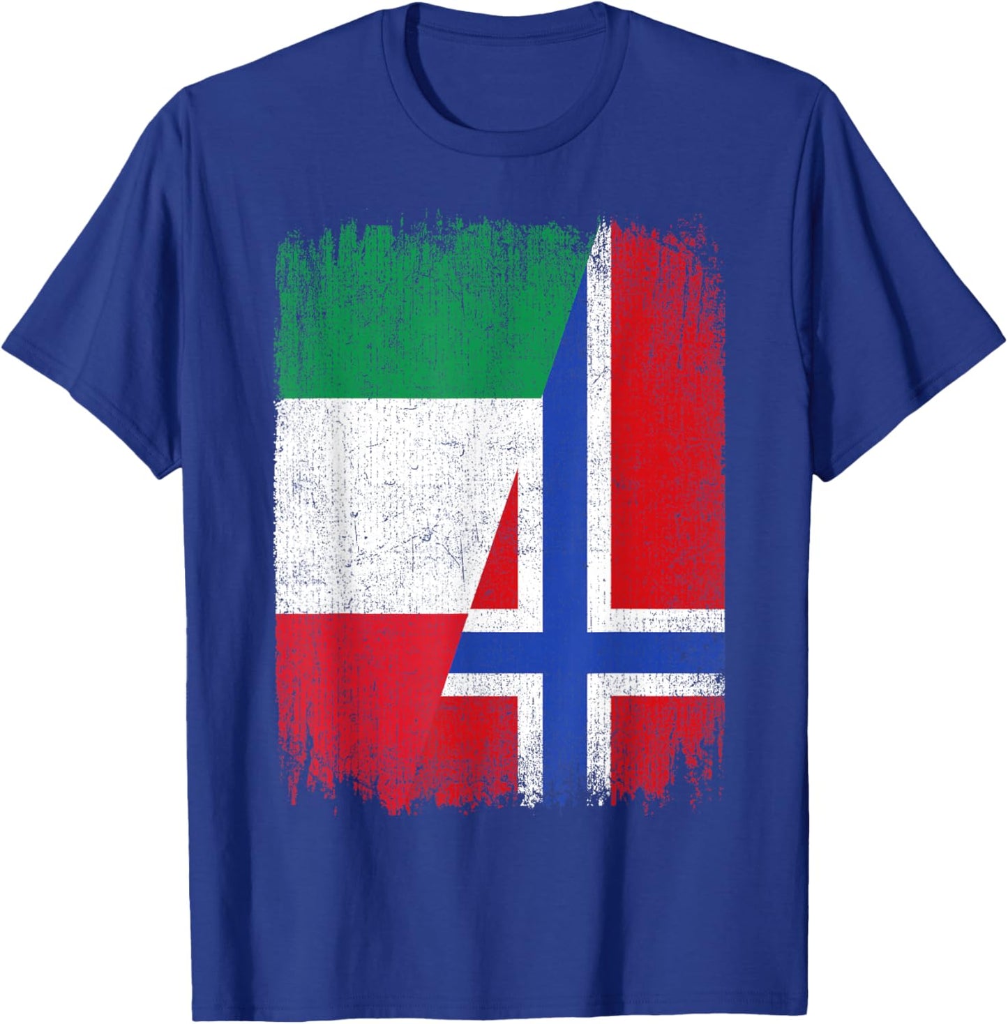 Half Italy Norway Flag Italian Norwegian Pride Roots T-Shirt - T-Shirt | Royal