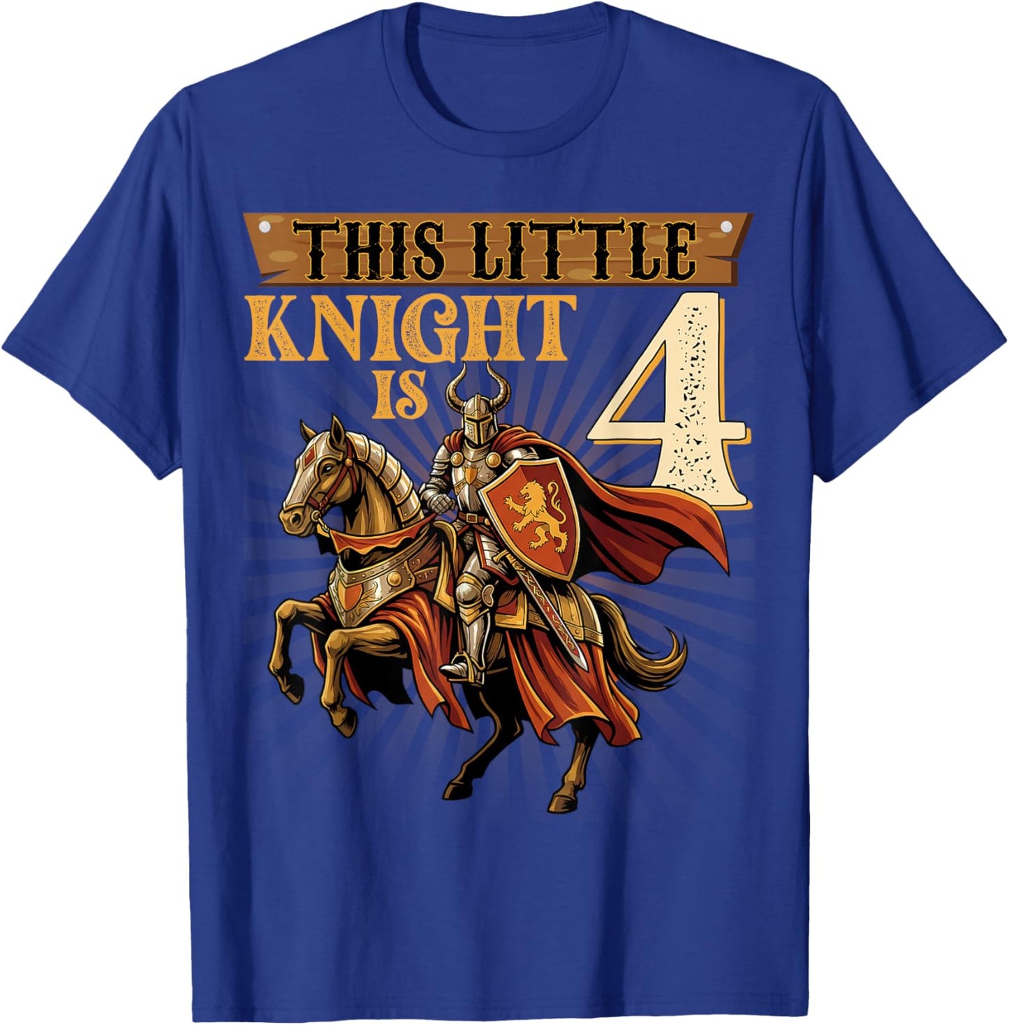 Knight Birthday 4 Years Old Boys 4th Knight Birthday Party T-Shirt - T-Shirt | Royal