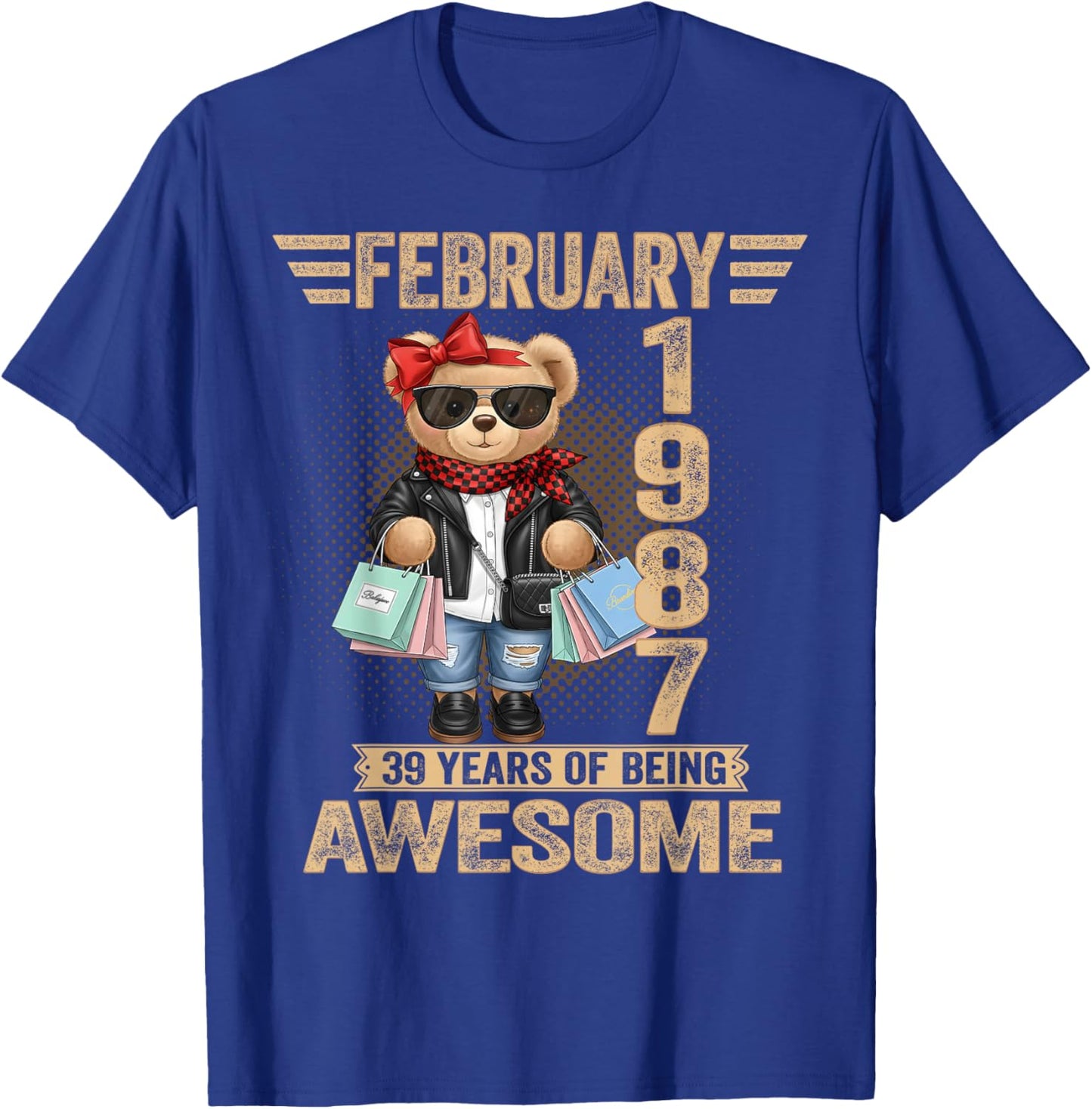 39 Year Old February 1987 Teddy Bear 39th Birthday Women T-Shirt - T-Shirt | Royal