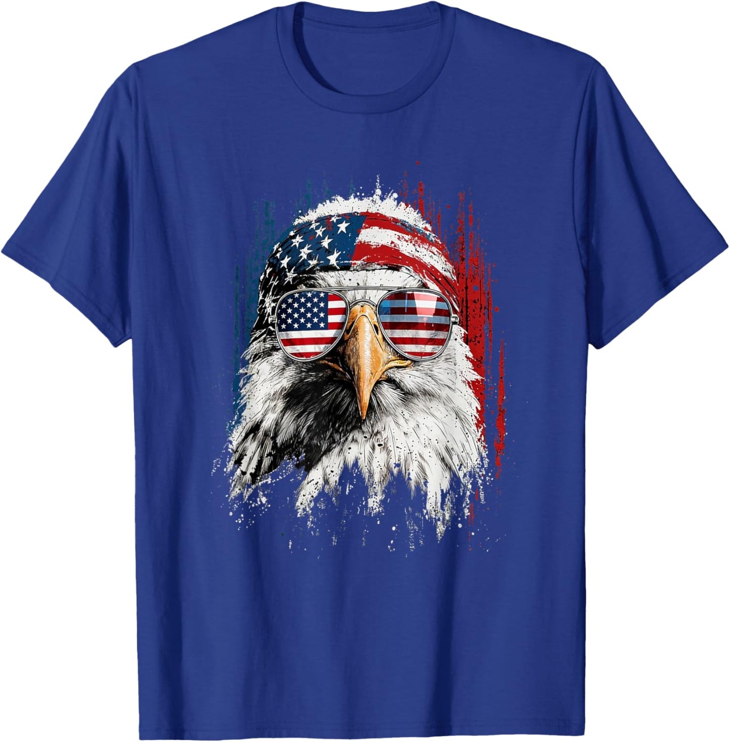 Bald Eagle with Sunglasses in US Style Design T-Shirt - T-Shirt | Royal