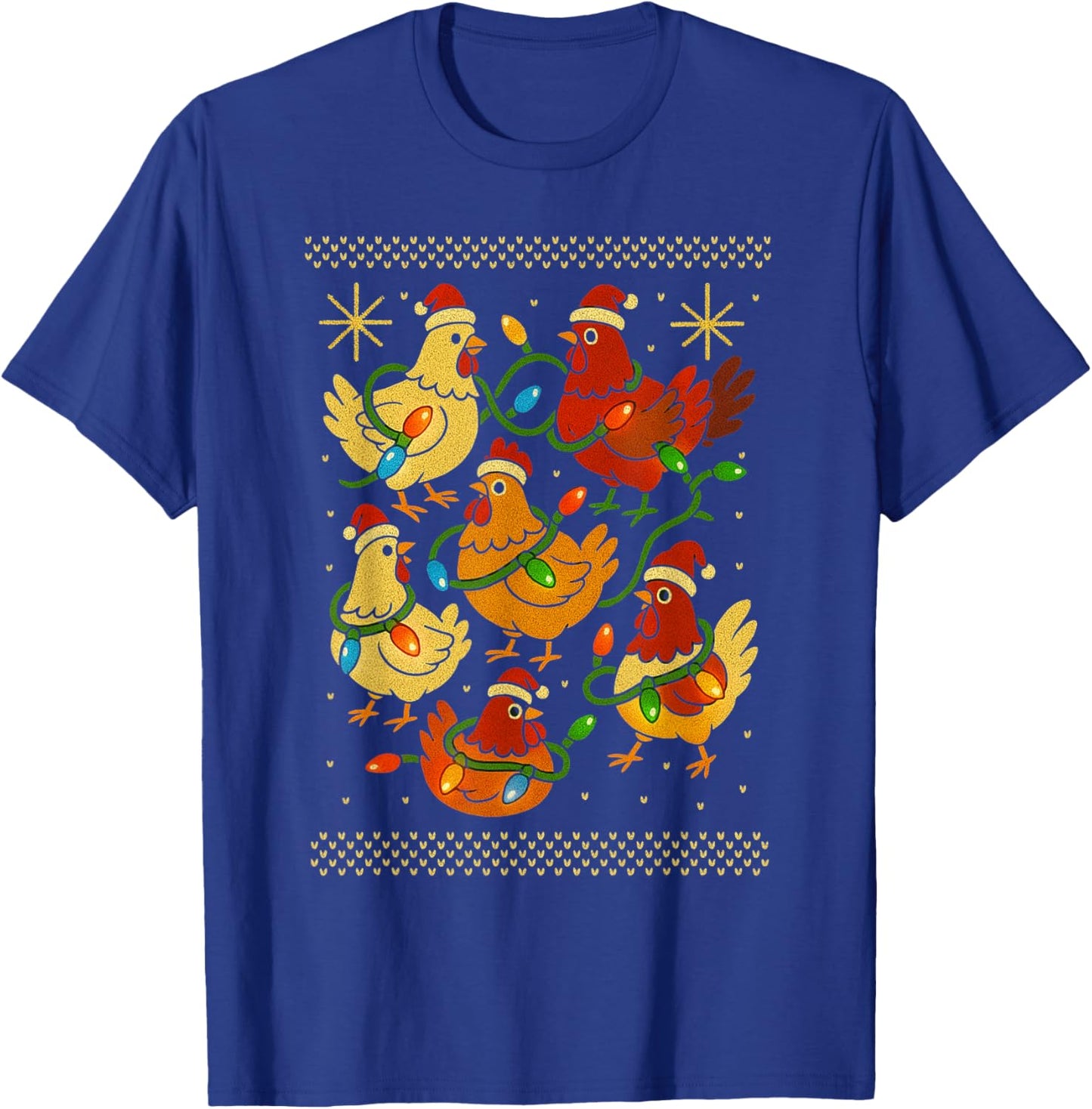 Cute Ugly Christmas Chickens Hen Shirt Funny Xmas Farmer T-Shirt - T-Shirt | Royal