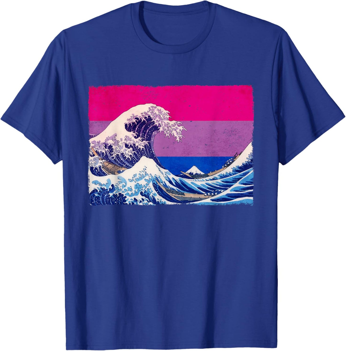 Bisexual Bi Pride Flag Japanese Kanagawa Wave T-Shirt - T-Shirt | Royal