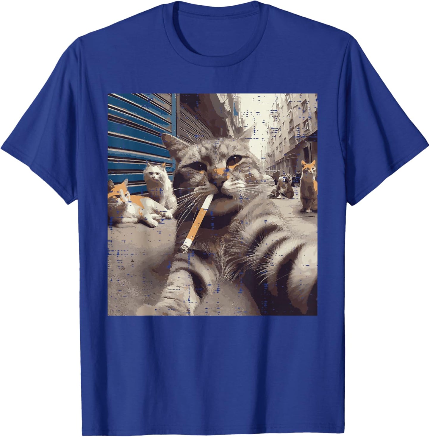 Cat Gangster Street Cats Selfie Funny Meme Humor Men Women T-Shirt - T-Shirt | Royal