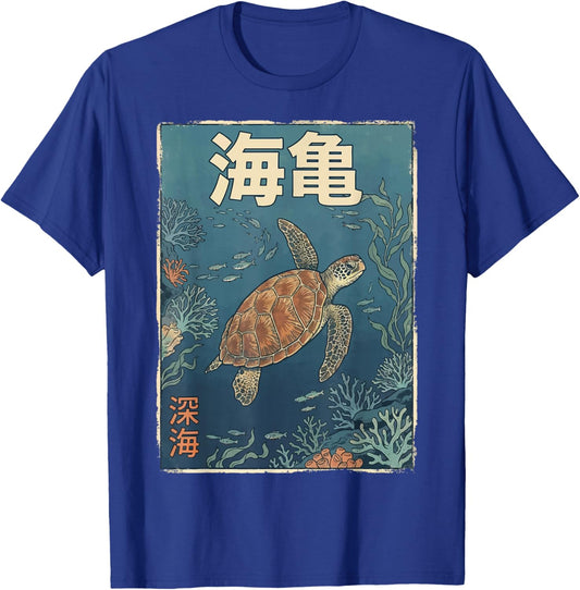 Sea Turtle Japanese T-Shirt - T-Shirt | Royal