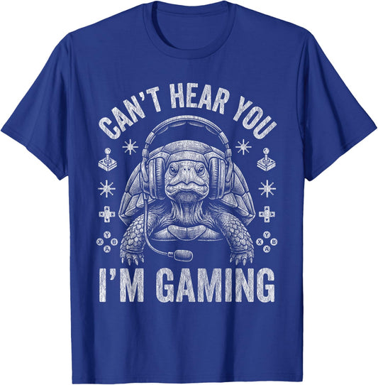 Funny Can't Hear You I'm Gaming Turtle Gamer Boys Teen Men T-Shirt - T-Shirt | Royal