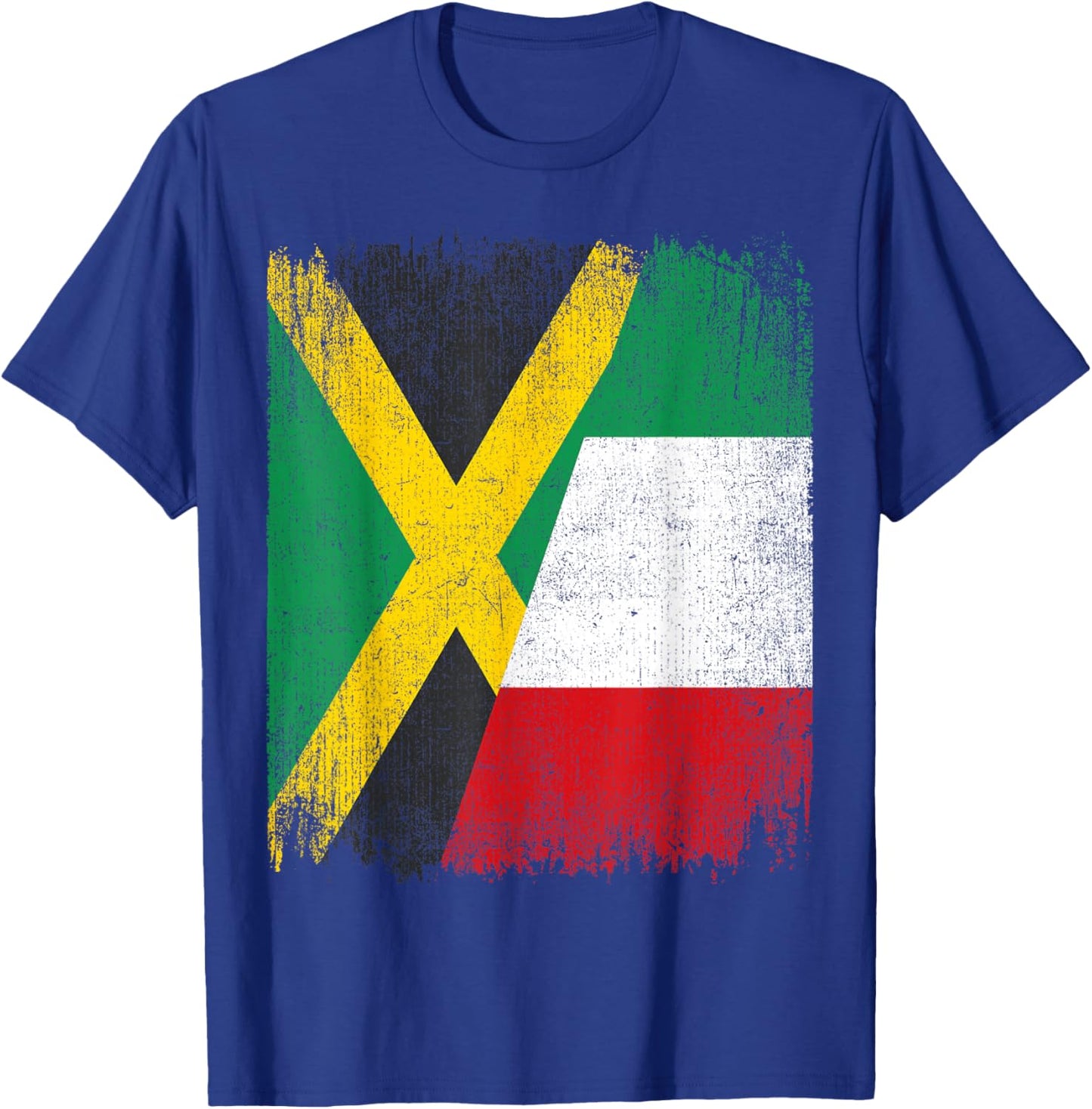 Half Jamaica Italy Flag Jamaican Italian Pride Roots T-Shirt - T-Shirt | Royal
