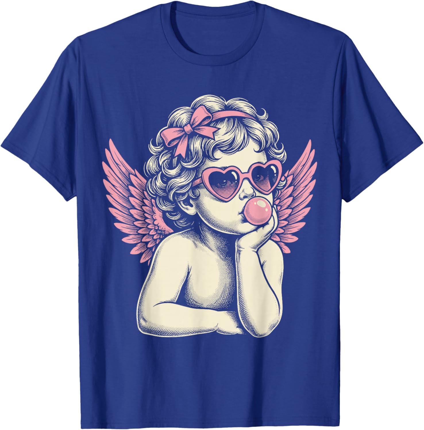 Cute Vintage Cupid Blowing Bubble Gum T-Shirt - T-Shirt | Royal