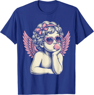 Cute Vintage Cupid Blowing Bubble Gum T-Shirt - T-Shirt | Royal