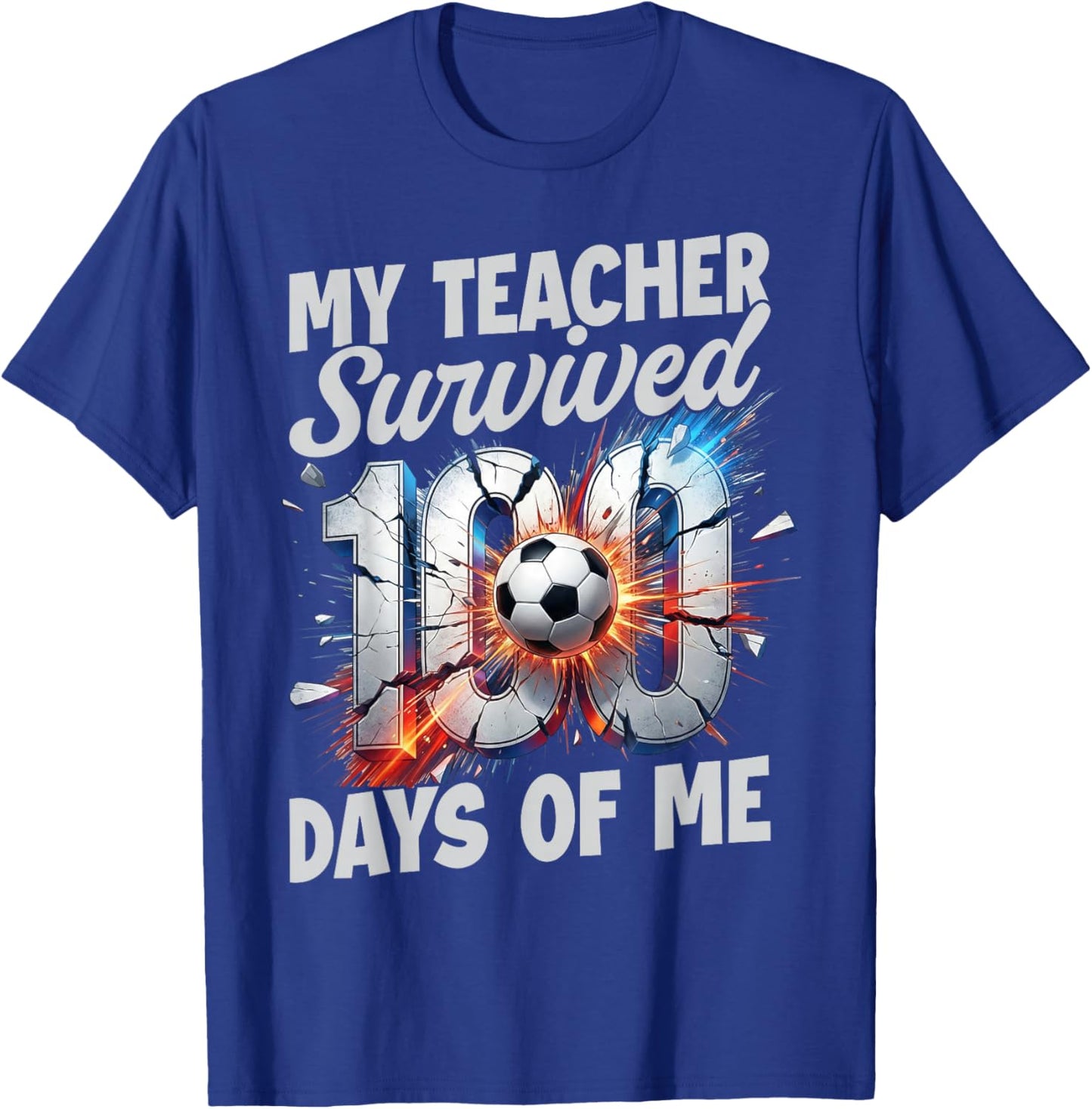 100 Days of School Soccer Drip 100th Day of School Boys Kids T-Shirt - T-Shirt | Royal