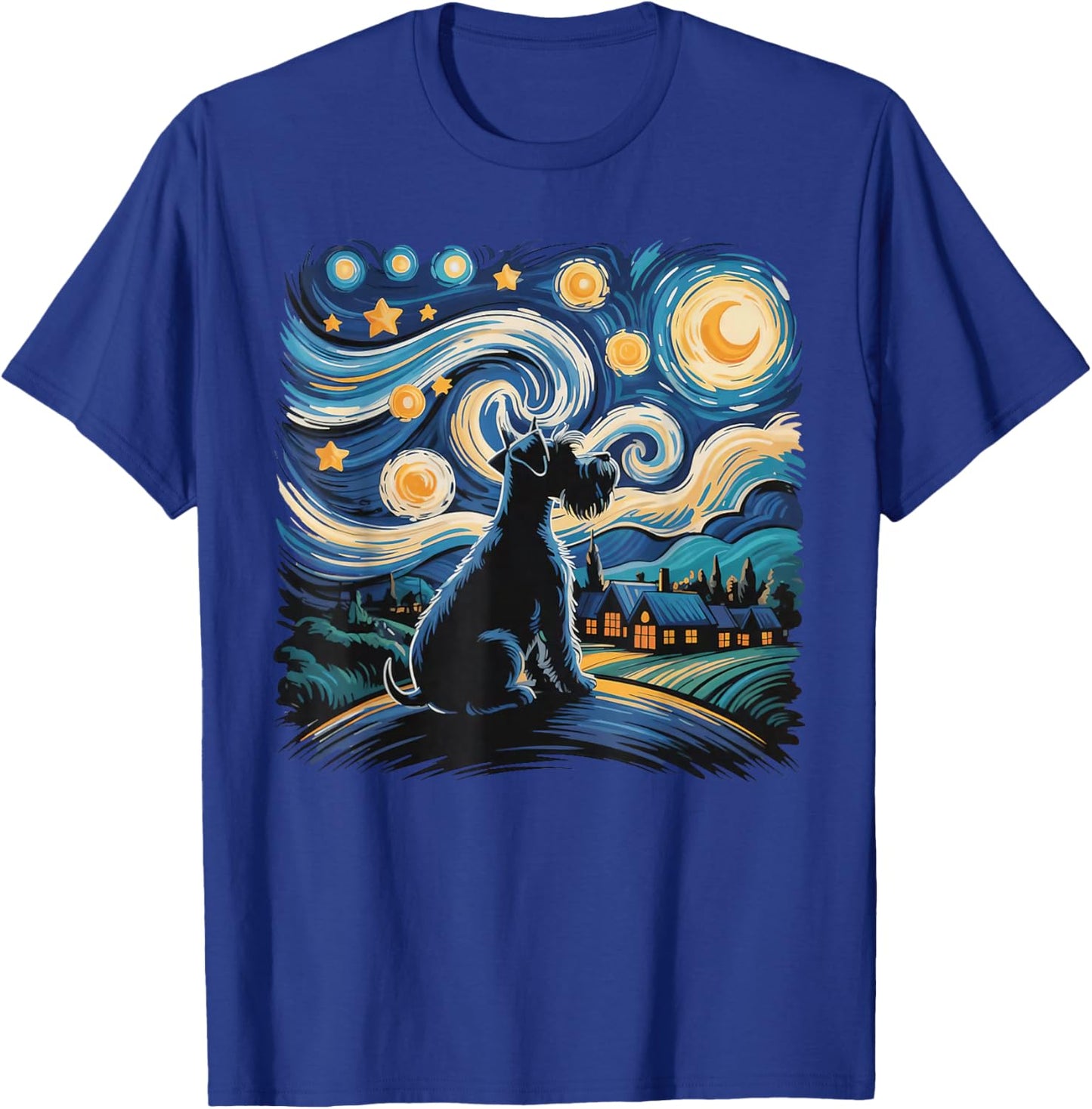 Funny Schnauzer Lover Schnauzer Dog with Starry Night Parody T-Shirt - T-Shirt | Royal