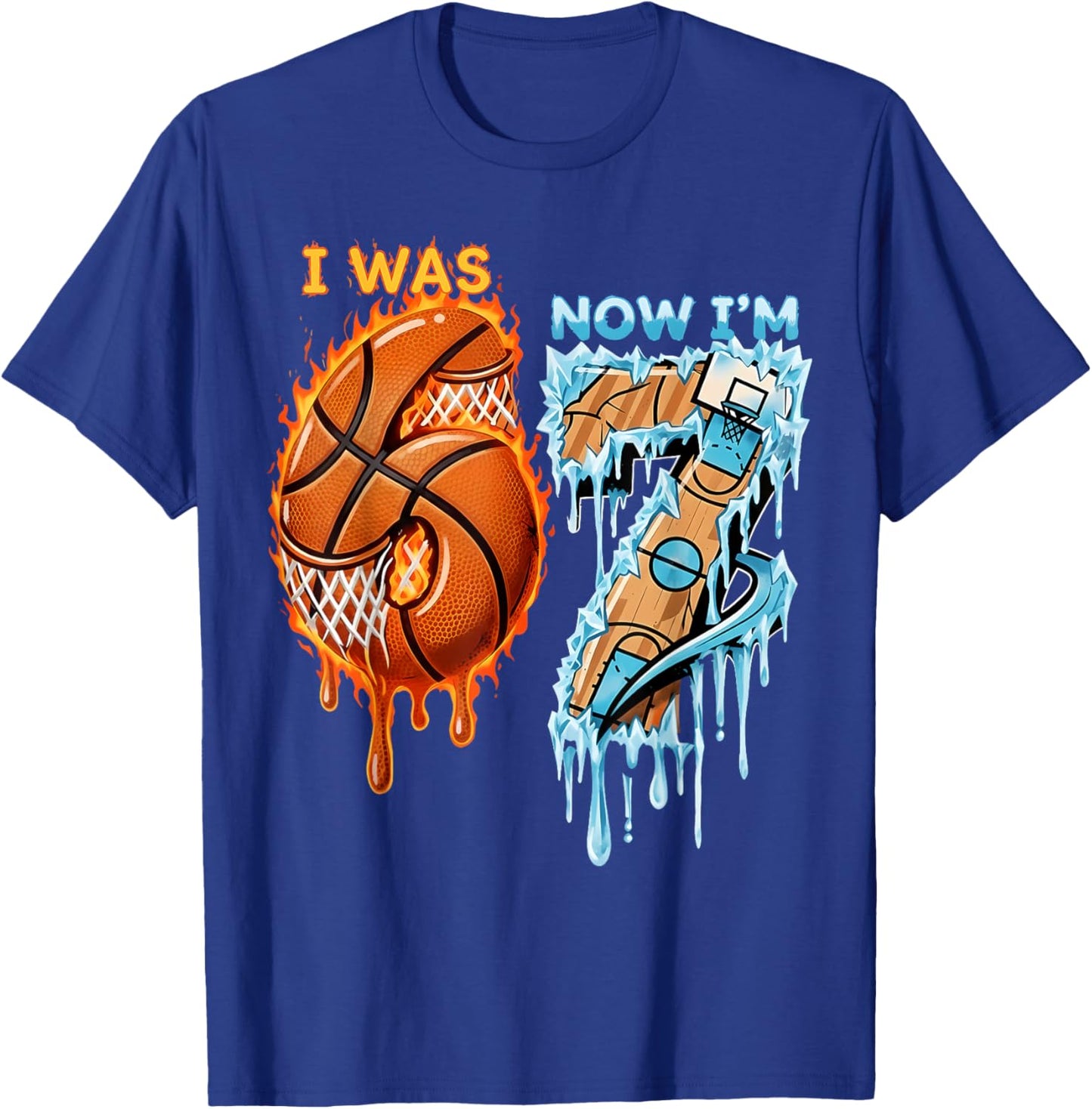 I was 6 Now I’m 7 Birthday Basketball Football Hockey Sports T-Shirt - T-Shirt | Royal