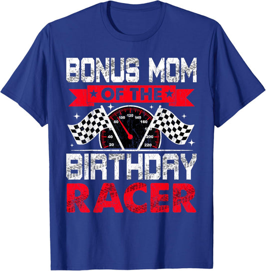 Bonus Mom of The Birthday Racer Bday Racing Car Family T-Shirt - T-Shirt | Royal