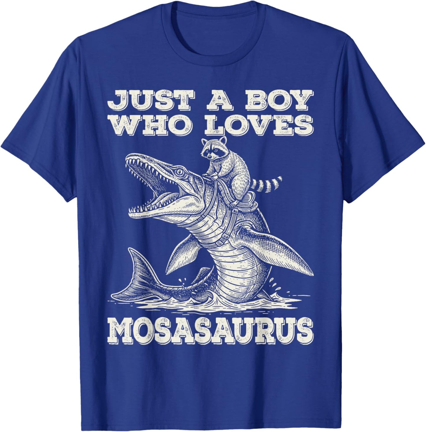 Vintage Just A Boy Who Loves Mosasaurus Raccoon T-Shirt - T-Shirt | Royal