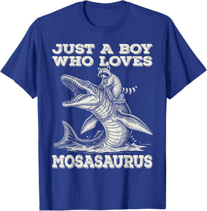 Vintage Just A Boy Who Loves Mosasaurus Raccoon T-Shirt - T-Shirt | Royal
