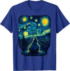 Chicken Starry Funny Night Van Gogh Farm Lover Girls Women T-Shirt - T-Shirt | Royal