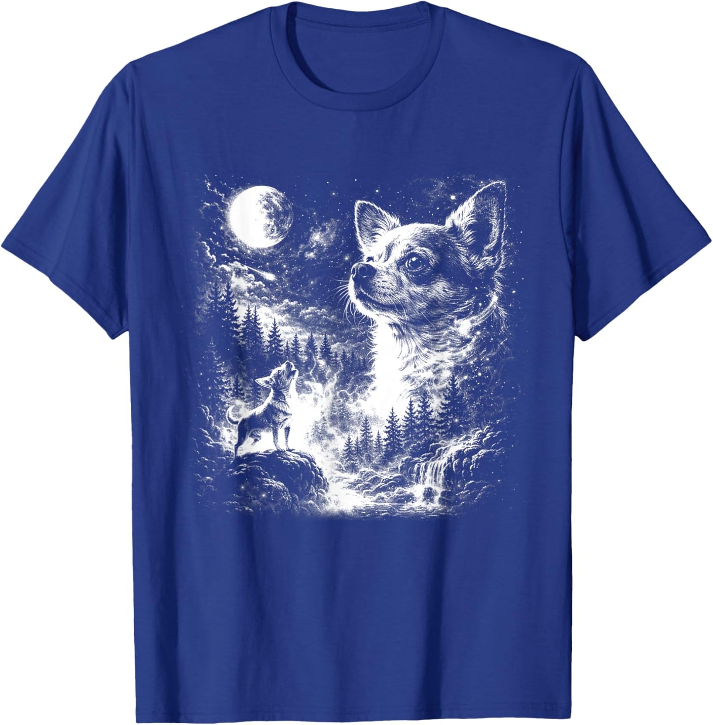 Chihuahua Howling to The Moon Vintage 90s Retro Animal T-Shirt - T-Shirt | Royal