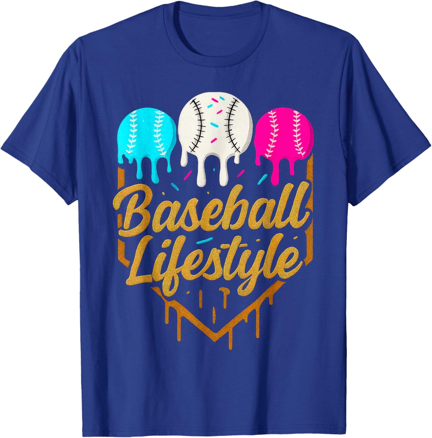 Baseball Lifestyle, Baseball Drip Icecream T-Shirt - T-Shirt | Royal